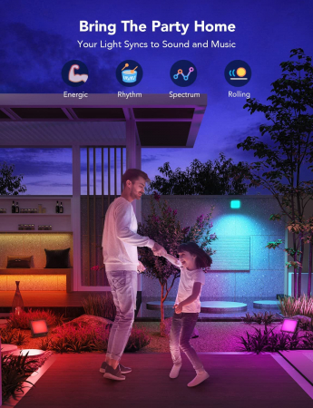 Set 4 proiectoare Govee H7060 RGBICWW LED, Alexa, Google , 24W, Sincronizare muzica, Exterior IP65 waterproof [5]