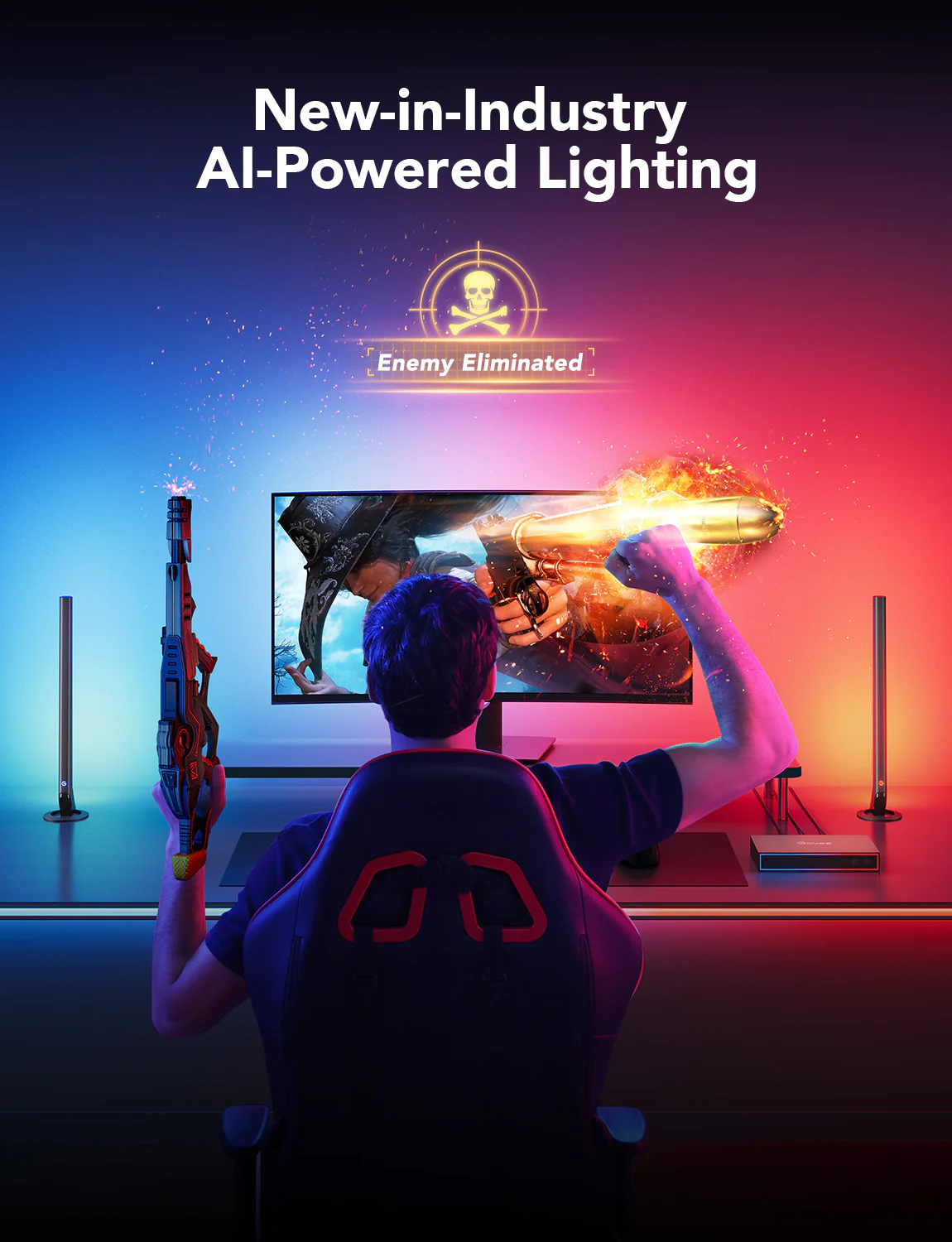 Set Banda si Lampi LED Govee H6601 RGBIC AI Gaming Sync Box Kit [3]