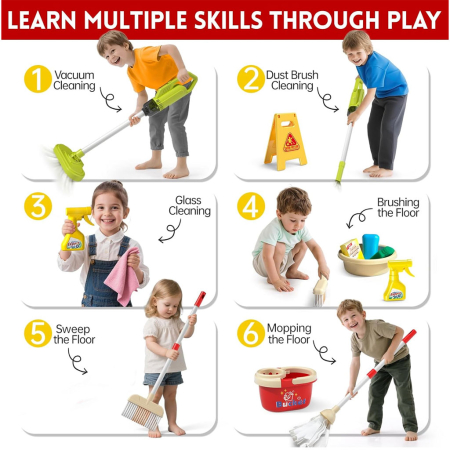 Set De Joaca Curatenie Rovo 223, Aspirator Electric, Carucior cu Roti, 24 piese [1]