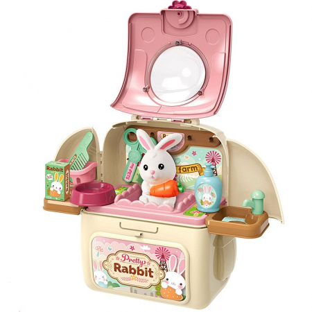 Set ghiozdan jucarie 2 in 1 Rovo 968, Iepuras,  Accesorii incluse [2]