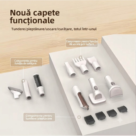 Masina De Tuns Animale cu Aspirare 9 in 1 Rovotec AllClean, Functie uscator, Caini, Pisici, Functie uscare, Aspirator animale si textile, 3 setari de aspirare [12]