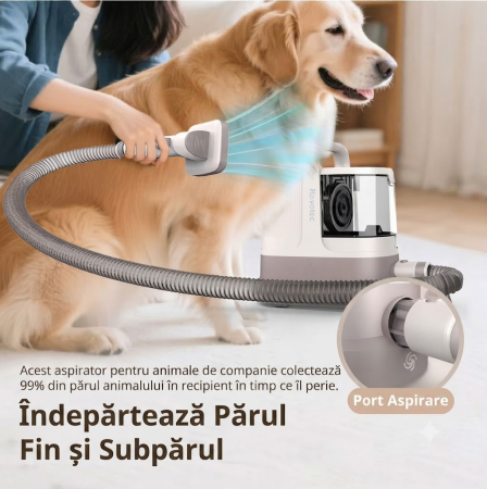 Masina De Tuns Animale cu Aspirare 9 in 1 Rovotec AllClean, Functie uscator, Caini, Pisici, Functie uscare, Aspirator animale si textile, 3 setari de aspirare [4]