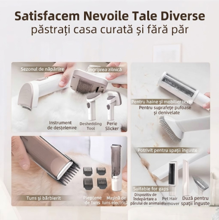 Masina De Tuns Animale cu Aspirare 9 in 1 Rovotec AllClean, Functie uscator, Caini, Pisici, Functie uscare, Aspirator animale si textile, 3 setari de aspirare [5]