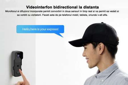 Sonerie Smart Rovo V30 Camera Wireless, 1080P HD, Motion Detection, Convorbire bidirectionala, Tuya, Smart Life [9]