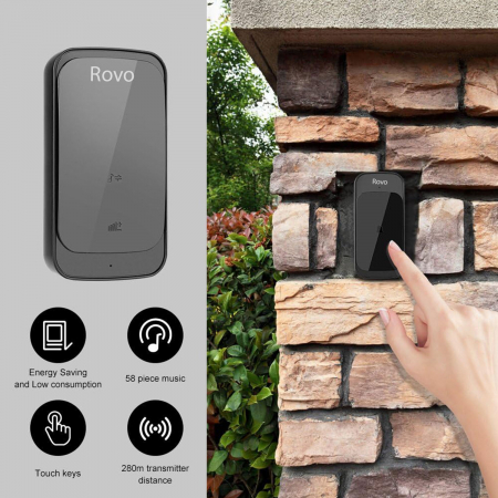 Sonerie Wifi Rovo C03, 2 Receptoare, IP44, 38 Melodii [3]