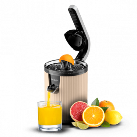 Casa si Gospodarie - Storcator de citrice Cecotec Xqueeze RetroJuice 600, 600w, filtru din inox, anti picurare, 2 conuri de plastic, Bej