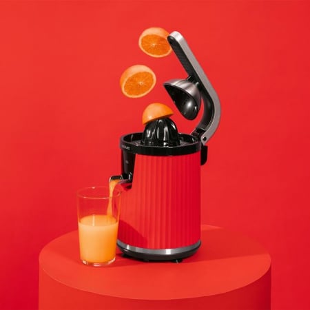 Storcator de citrice Cecotec Xqueeze RetroJuice 600, 600w, filtru din inox, anti picurare, 2 conuri de plastic, Rosu [3]