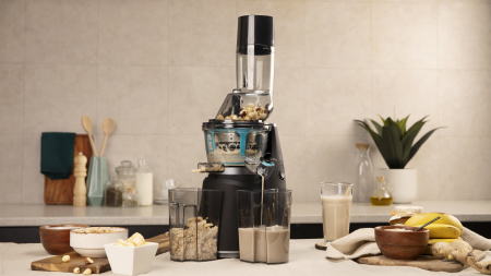 Storcator de fructe si legume cu melc Cecotec Juice&Live 1500 Pro, 250 W, Recipient suc, Recipient pulpa, Functie Reverse, Negru/Inox - Resigilat [1]