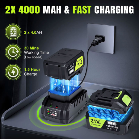 Suflanta pentru frunze cu acumulator Rovo BF811, 6 niveluri de viteza,  2 acumulatori, 21V, 4.0Ah, viteza 209 km/h, 650CFM [6]