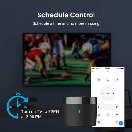 Telecomanda universala inteligenta BroadLink RM4 Mini, control IR, Wireless, 4G, compatibil Android/iOS, Alexa/Google Assistant, pentru aer conditionat, televizor, sistem audio - Resigilat [4]