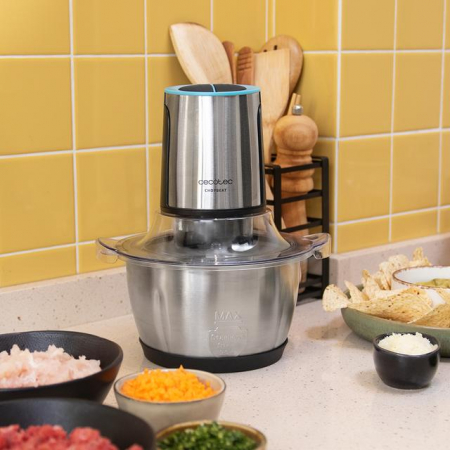 Tocator Cecotec ChopBeat 1500 TitanBlack, 600W, 1.5 l, Lame titan, Vas Inox, 2 viteze [8]