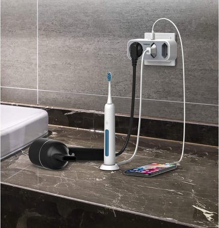 Triplu stecher cu USB Tessan TS-324, 16A, 2xUSB 2.4A [2]