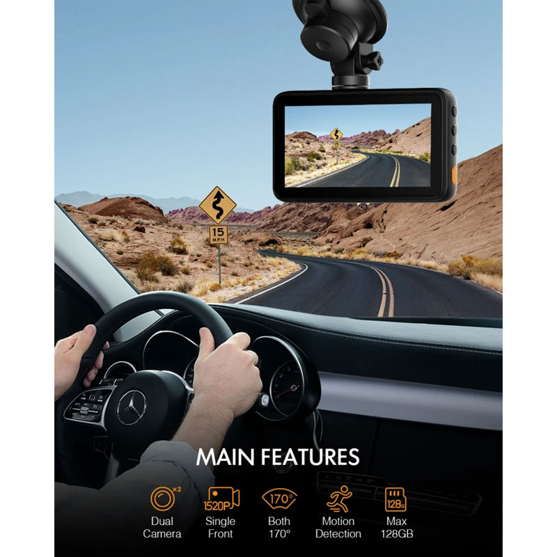 Camera auto de bord, Dual Full HD 1080P, G-senzor, 2 camere, filmare 360 de  grade 