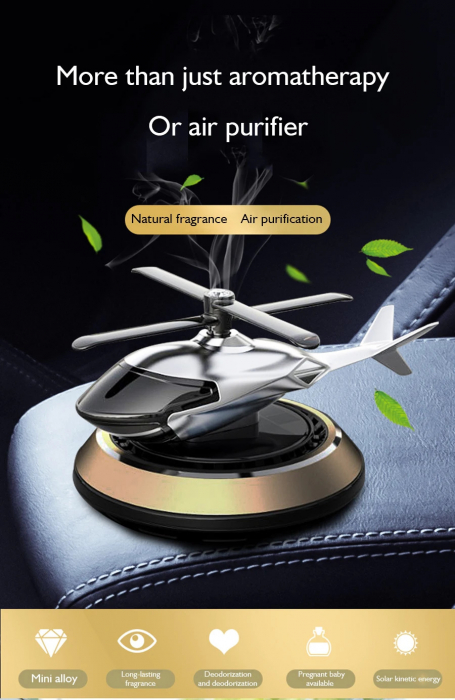 Odorizant Auto Elicopter - Cu Incarcare Solara, Baza Antiderapanta, Ulei Esential si Pipeta Inclusa [4]