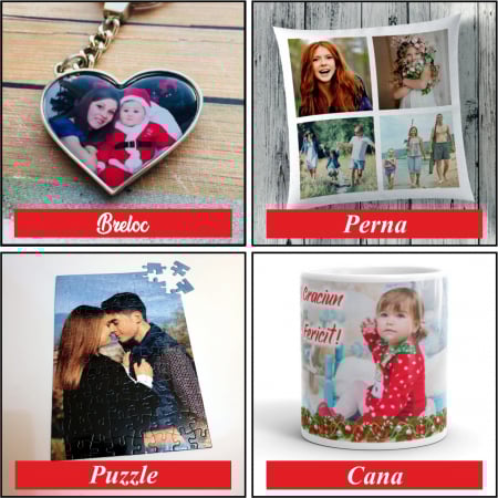 Ziua Indragostilor - Set 4 Produse-Perna + Puzzle + Cana + Breloc