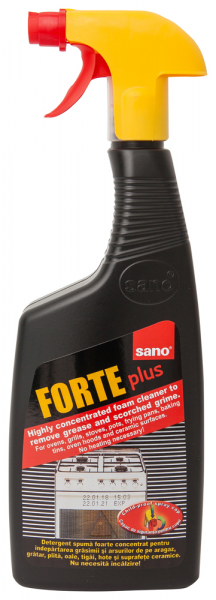 SANO FORTE PLUS, DETERGENT SPUMA FOARTE CONCENTRAT PENTRU INDEPARTAREA GRASIMII SI ARSURILOR DE PE ARAGAZ,GRATAR,PLITA,OALE,TIGAI,HOTE SI SUPRAFETELE CERAMICE. NU NECESITA INCALZIRE.   750 ml [1]