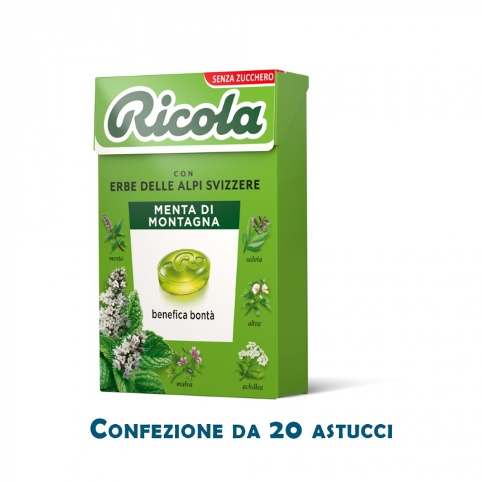 RICOLA BOMBOANE MENTA DI MONTAGNA, FARA ZAHAR/FARA GLUTEN, 50G [2]