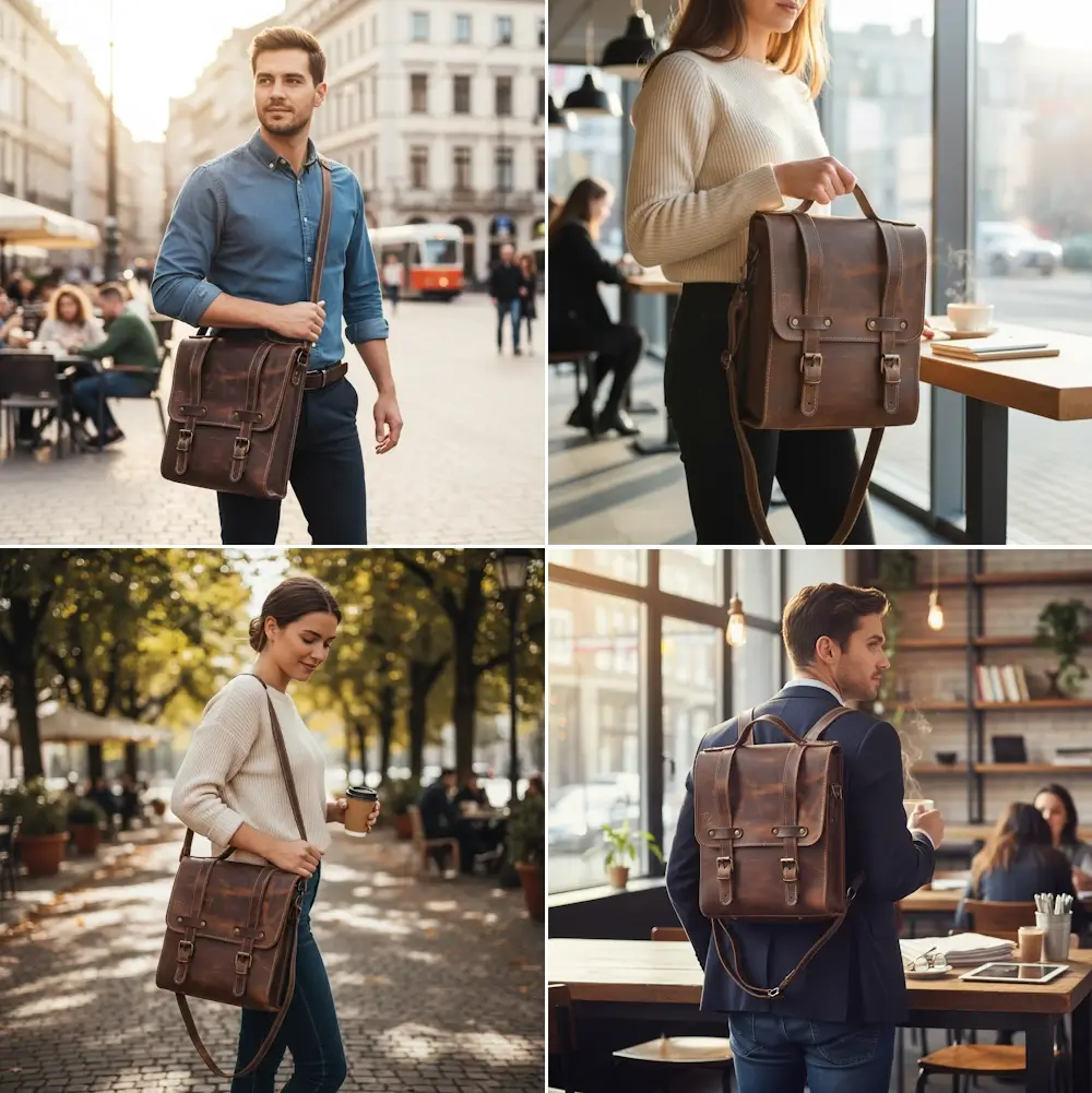 Rucsac Heritage Series No.1 lucrat manual in România din piele naturala de vita, maro vintage - Blackvan