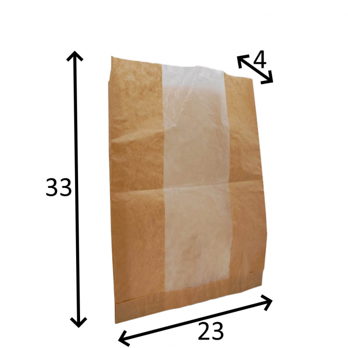 Pungi Hartie Kraft Natur cu Fereastra BIO 23x4x33 cm - pachet 1000 buc [6]