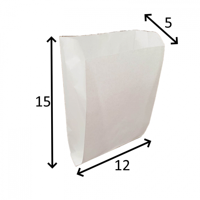 Pungi din Hartie Kraft Alba Cerata 12x5x15 cm pentru Patiserie, Fast-Food - pachet 1000 buc [4]