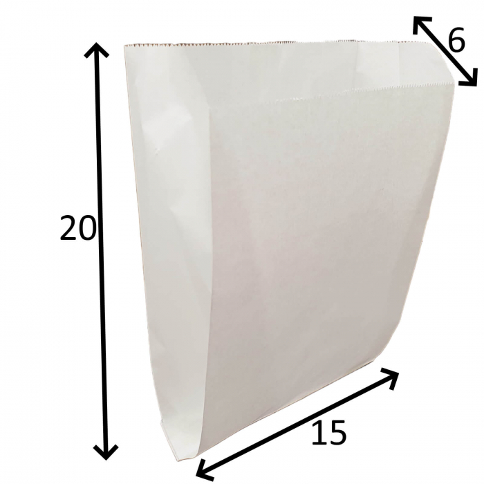 Pungi din Hartie Kraft Alba Cerata 15x6x20 cm pentru Patiserie, Cofetarie, Fast-Food, Pizzerie - pachet 1000 buc [4]