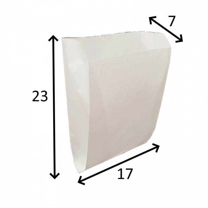 Pungi din Hartie Kraft Alba Cerata 17x7x23 cm pentru Patiserie, Cofetarie,Fast-Food - pachet 1000 buc [4]