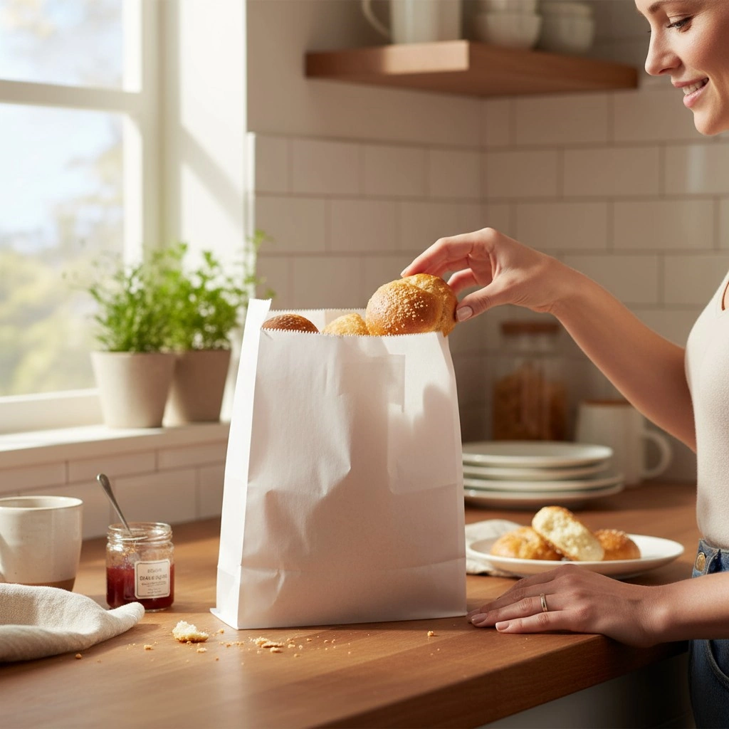 Pungi din Hartie Kraft Alba Cerata 17x7x23 cm pentru Patiserie, Cofetarie,Fast-Food - pachet 1000 buc [4]