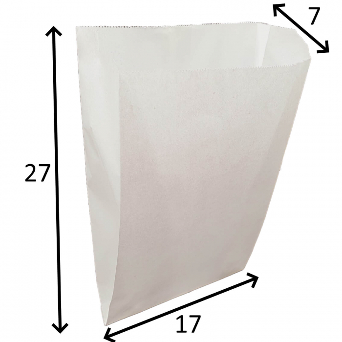 Pungi din Hartie Kraft Alba Cerata 17x7x27 cm pentru Patiserie, Cofetarie, Fast-Food - pachet 1000 buc [4]