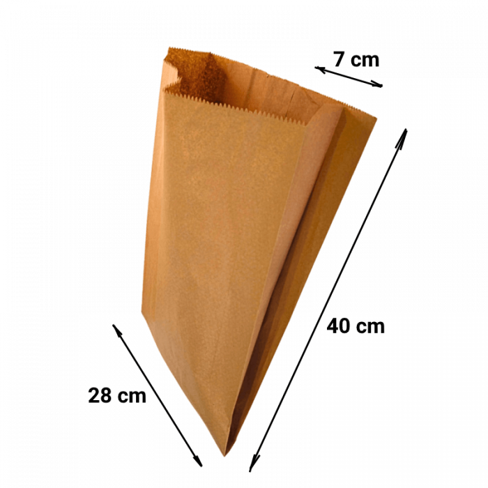 Pungi din Hartie Kraft Natur 28x7x40 cm pentru Patiserie - Brutarie, magazin vracuri [3]