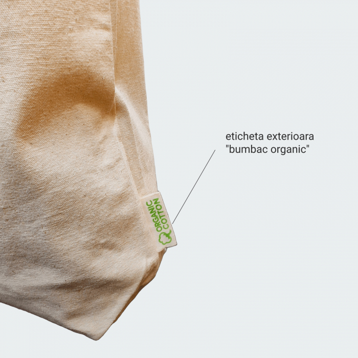 Sacose Bumbac Organic Premium cu burduf si toarte lungi, 280 g/mp, 38x42+9 cm [2]