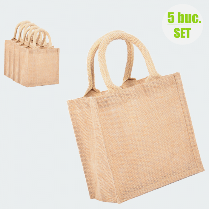 Sacose din Iuta Natur 20x20x12 cm cu toarta natur [3]