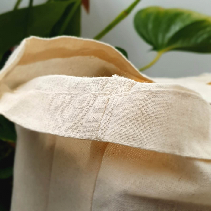 Sacosa Panza din bumbac natur, cu burdufuri si toarta lunga, neimprimata, 38x42+3x10 cm [3]