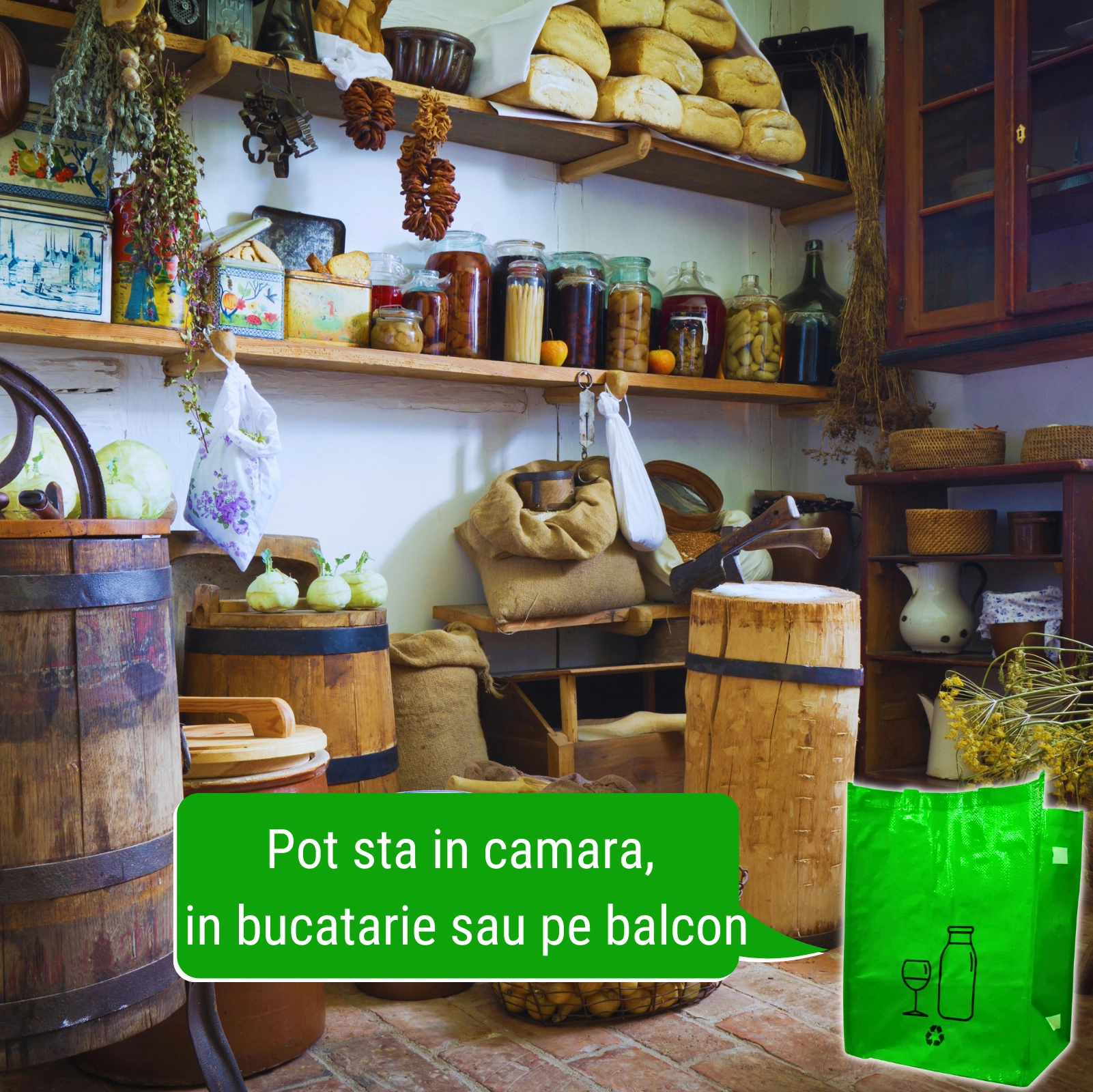 Recicly - Set Sacose Reciclare Selectiva deseuri din Hartie si carton, Sticla, Plastic [4]