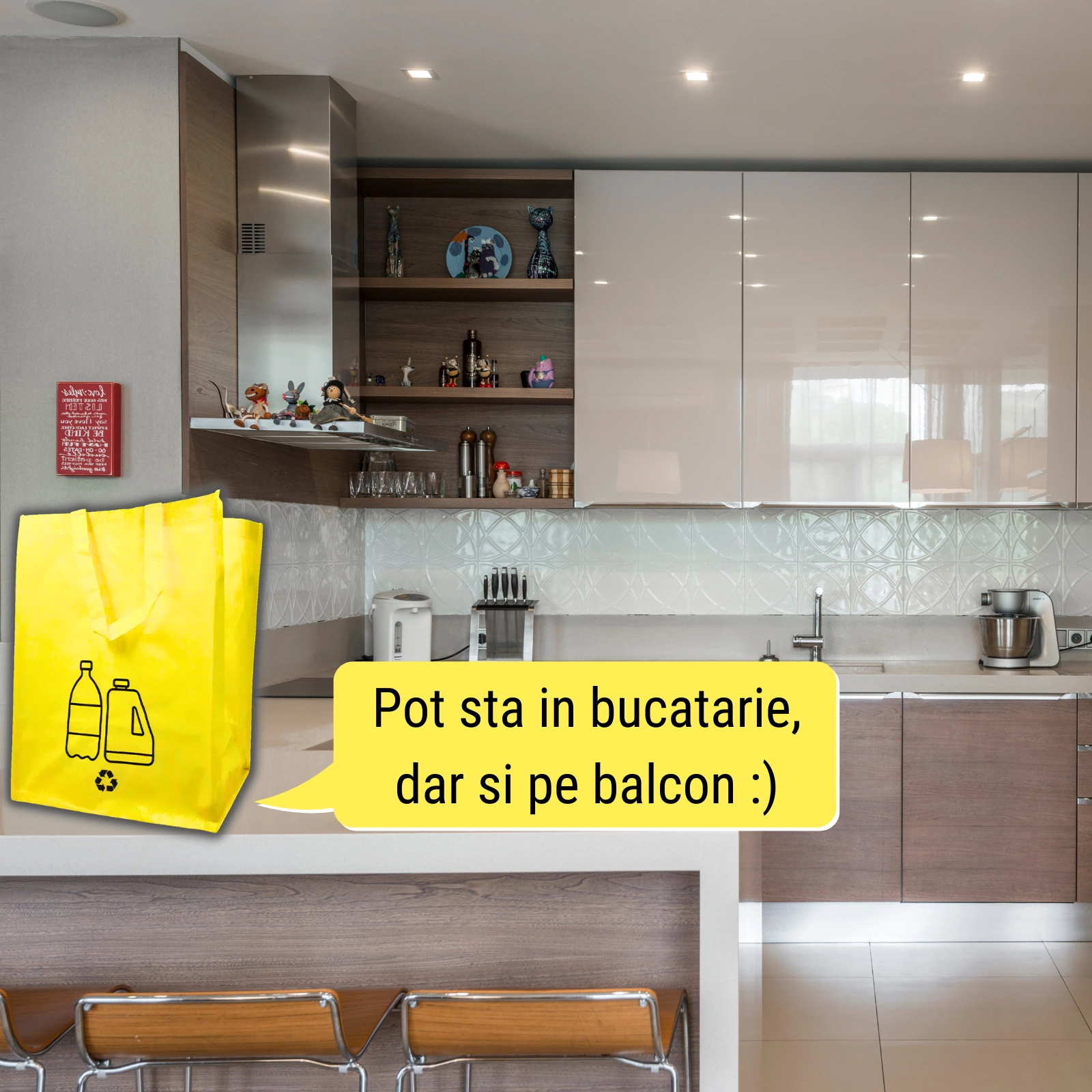 Recicly - Set Sacose Reciclare Selectiva deseuri din Hartie si carton, Sticla, Plastic [6]