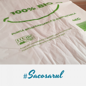 Pungi biodegradabile maieu imprimate "100% BIO" 27x50 cm, 4 kg [1]