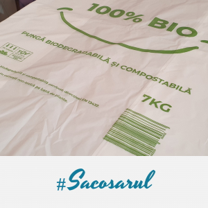 Pungi biodegradabile maieu imprimate "100% BIO" 30x55 cm, 7 kg [1]