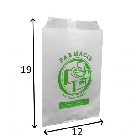 Pungi din hartie albe model cruce verde 12x19 cm pentru Farmacie [5]
