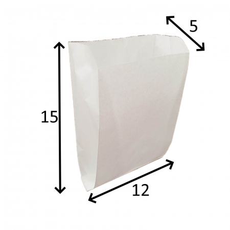 Pungi din Hartie Kraft Alba Cerata 12x5x15 cm pentru Patiserie, Fast-Food - pachet 1000 buc [4]