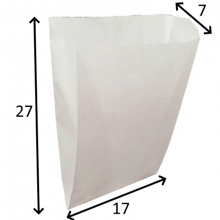 Pungi din Hartie Kraft Alba Cerata 17x7x27 cm pentru Patiserie, Cofetarie, Fast-Food - pachet 1000 buc [4]
