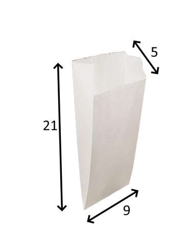 Pungi din Hartie Kraft Alba Cerata 9x5x21 cm pentru Covrigarie, Patiserie, Fast-Food - pachet 1000 buc [4]