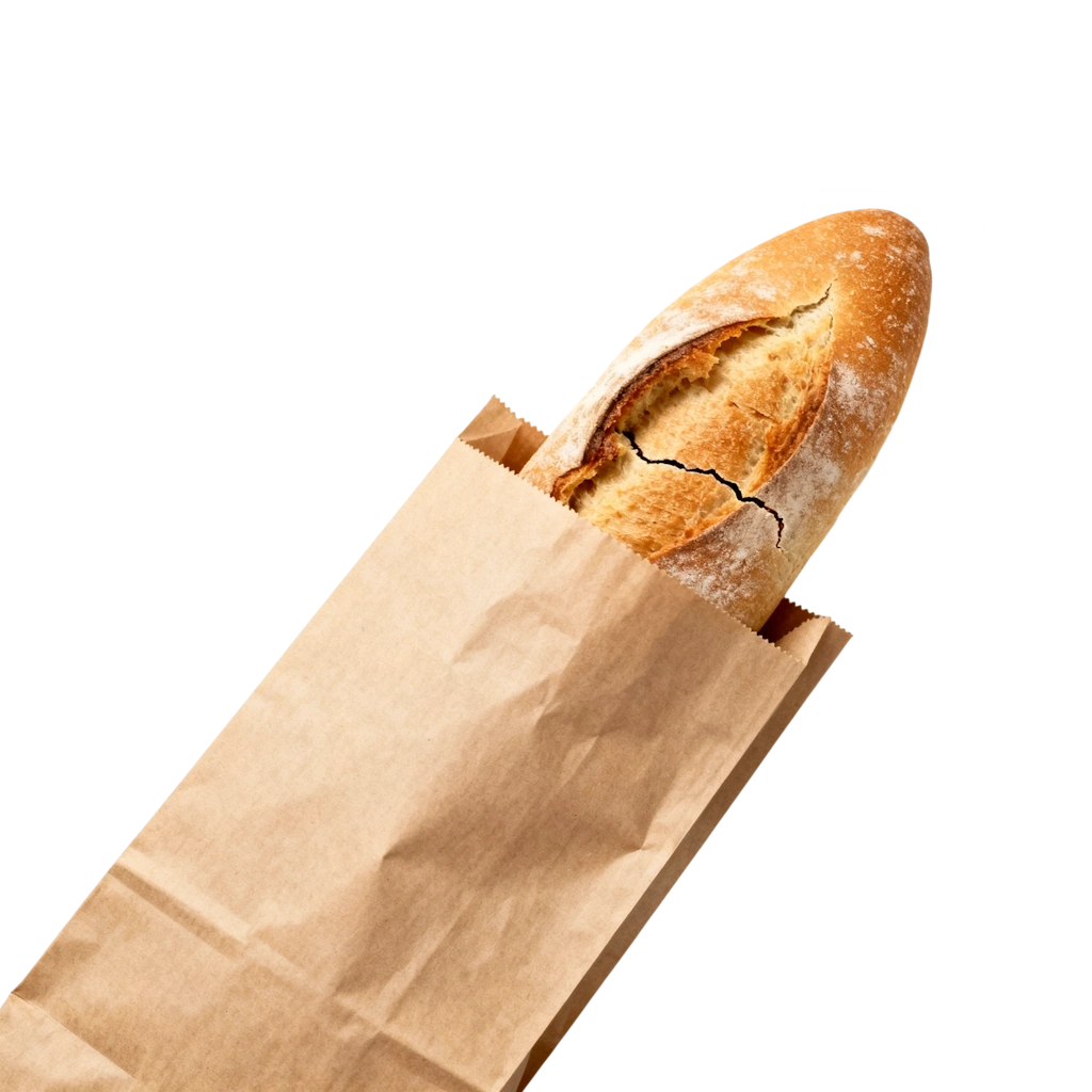 Cofetarii, Patiserii, Simigerii - Pungi Hartie Kraft Natur pentru bagheta, dimensiuni 12x6x47 cm