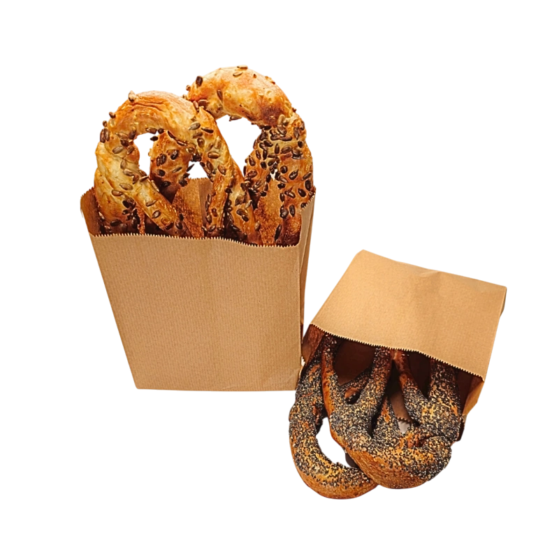 Cofetarii, Patiserii, Simigerii - Pungi din Hartie Kraft Natur 15x6x20 cm pentru Covrigarie, Patiserie - pachet 1000 buc
