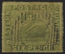 Western Australia 1860-64 6d sage-green