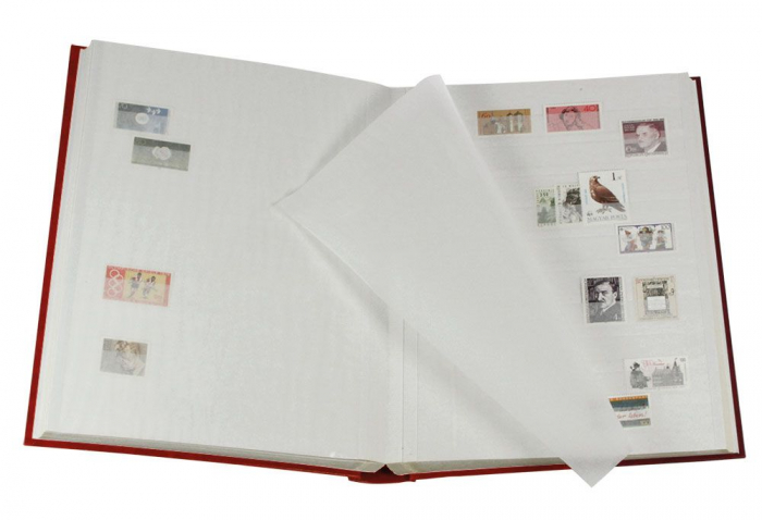 Clasor timbre 30 file / 60 pagini albe, coperta albastra cu print Retro-101 [2]