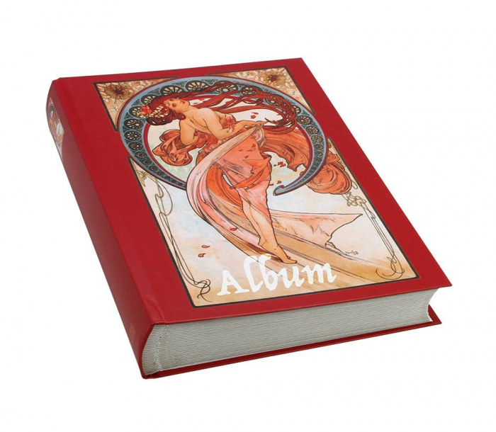 Clasor timbre 30 file / 60 pagini albe, coperta rosie - Alfonso Mucha-102 [1]