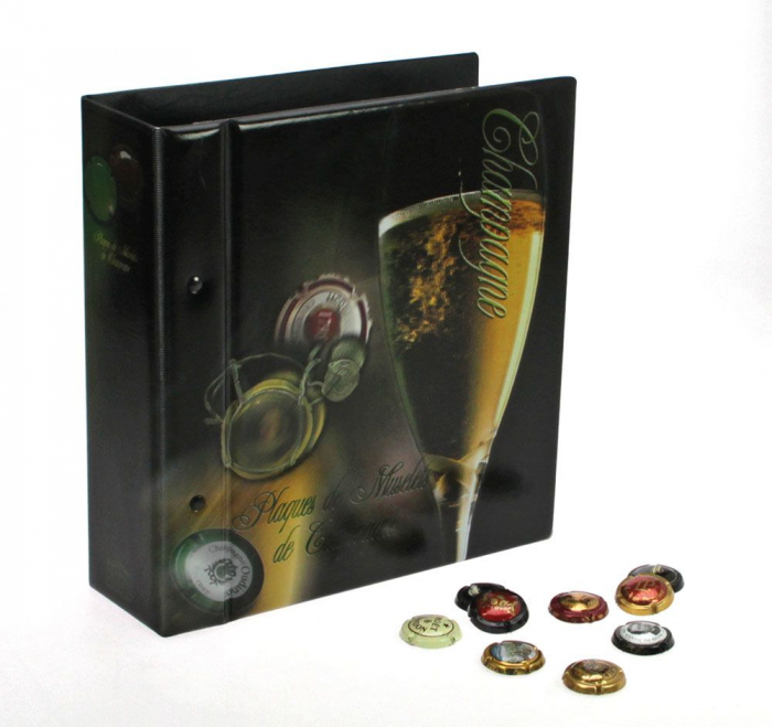 Album for champagne caps, ARTline, with 3 panels in blue velvet [2]
