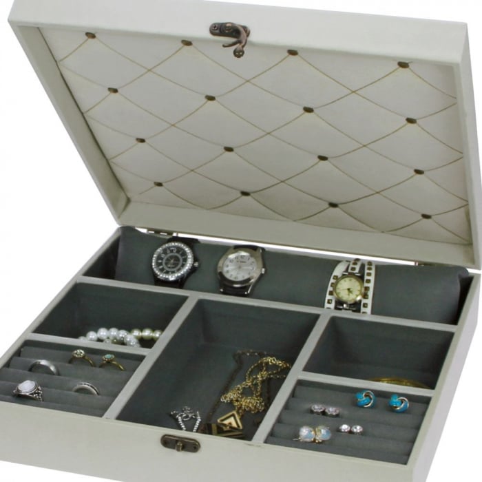 Wooden jewelry and watch box with floral print - Retro-159 [2]