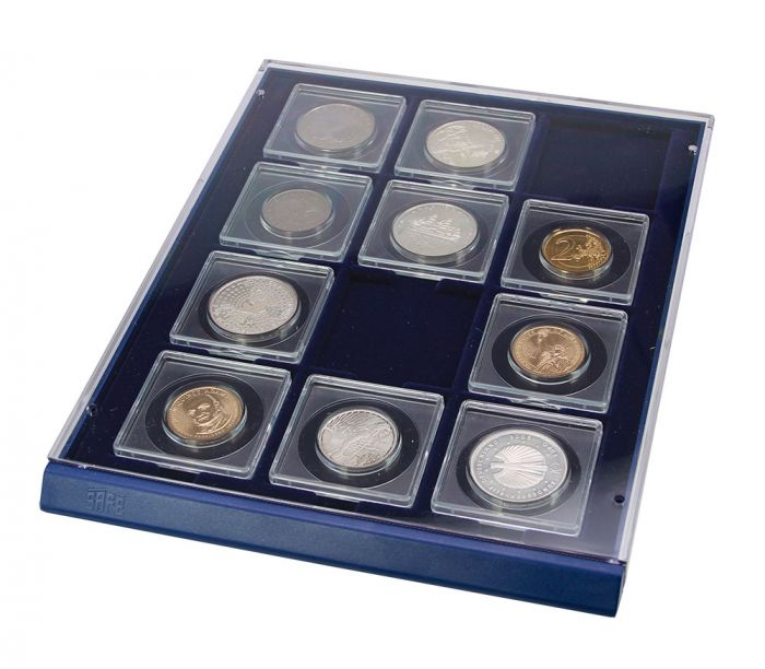 Tava cu carcasa acrilica si insertie in catifea albastra pentru 12 monede de 48 mm - Nova-Standard-6348 [5]