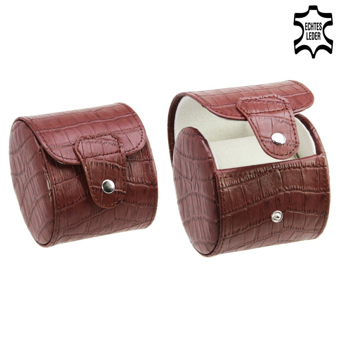 Etui pentru ceas, piele naturala maro, catifea crem pe interior - UNO-253 [4]