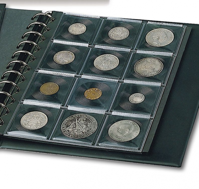 Coin-Combi N Coin Page with 12 pockets and black frames for coins up to 47 mm [2]